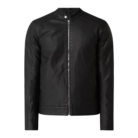Solid Ανδρικό δερμάτινο jacket